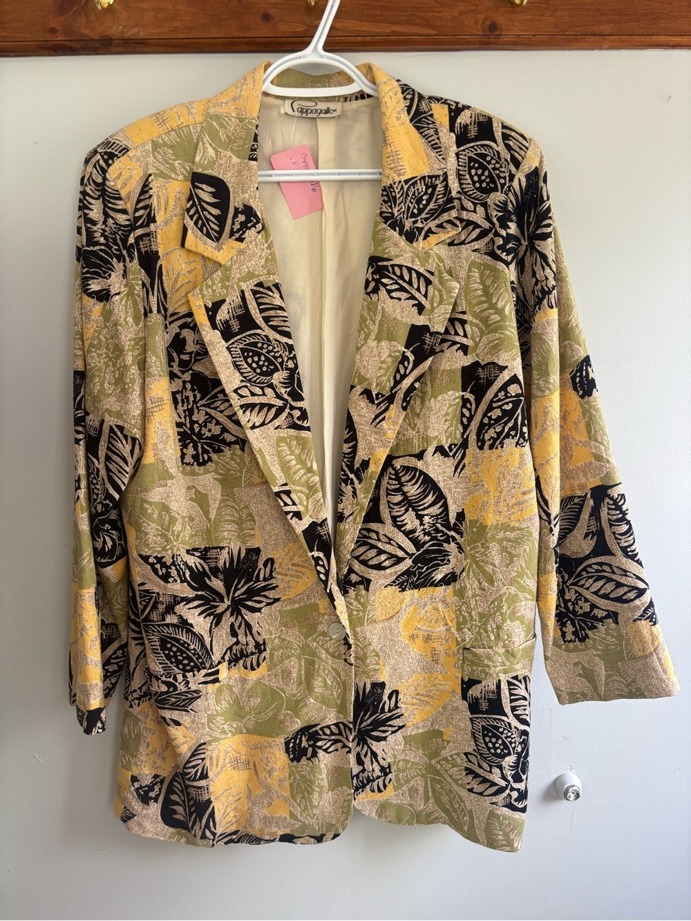 Tropical Print Lightweight Blazer Jacket — Yellow & Olive